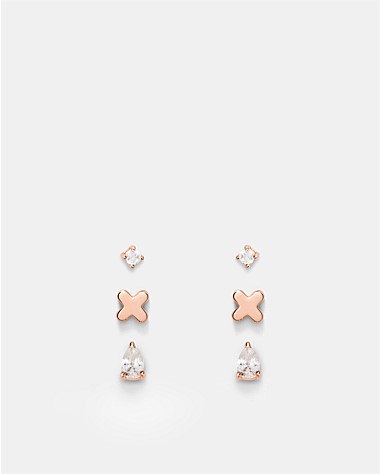 Cubic Zirconia Stud Earrings Set