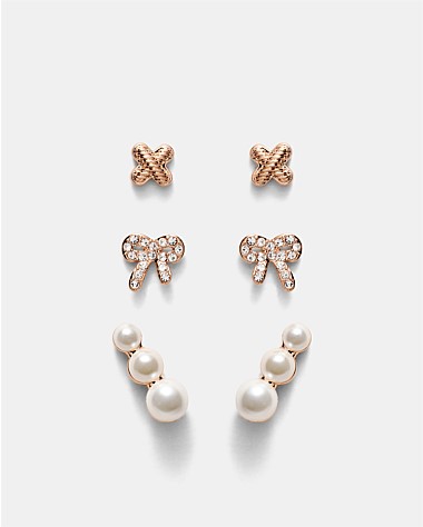 Bow Stud Earrings Set