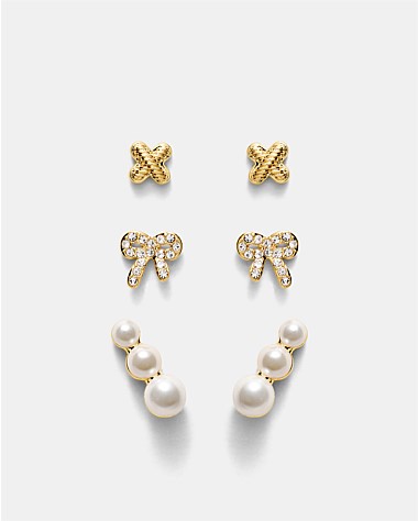 Bow Stud Earrings Set