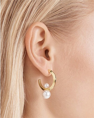 The Edge Pearl Hoop Earrings