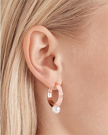 The Edge Pearl Huggie Hoop Earrings