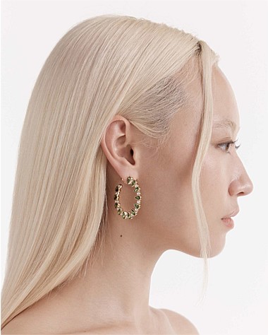 Pull Up To The Bumper Crystal Hoop Earrings