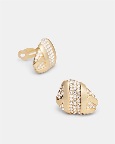 Studio 54 Pave Clip On Earrings