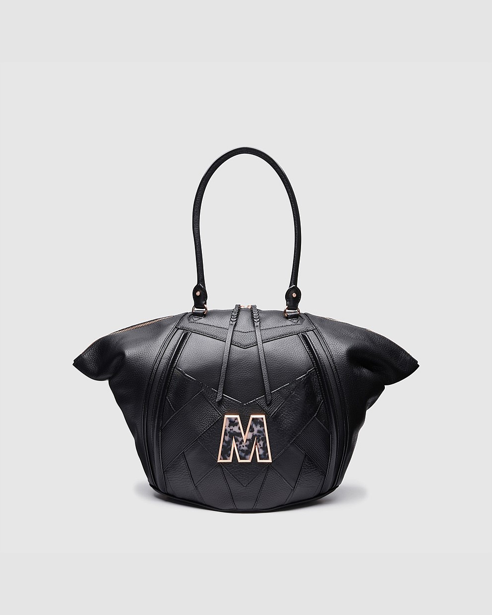 Black Rose Gold EMBLEM TOTE Shoulder Bags Mimco