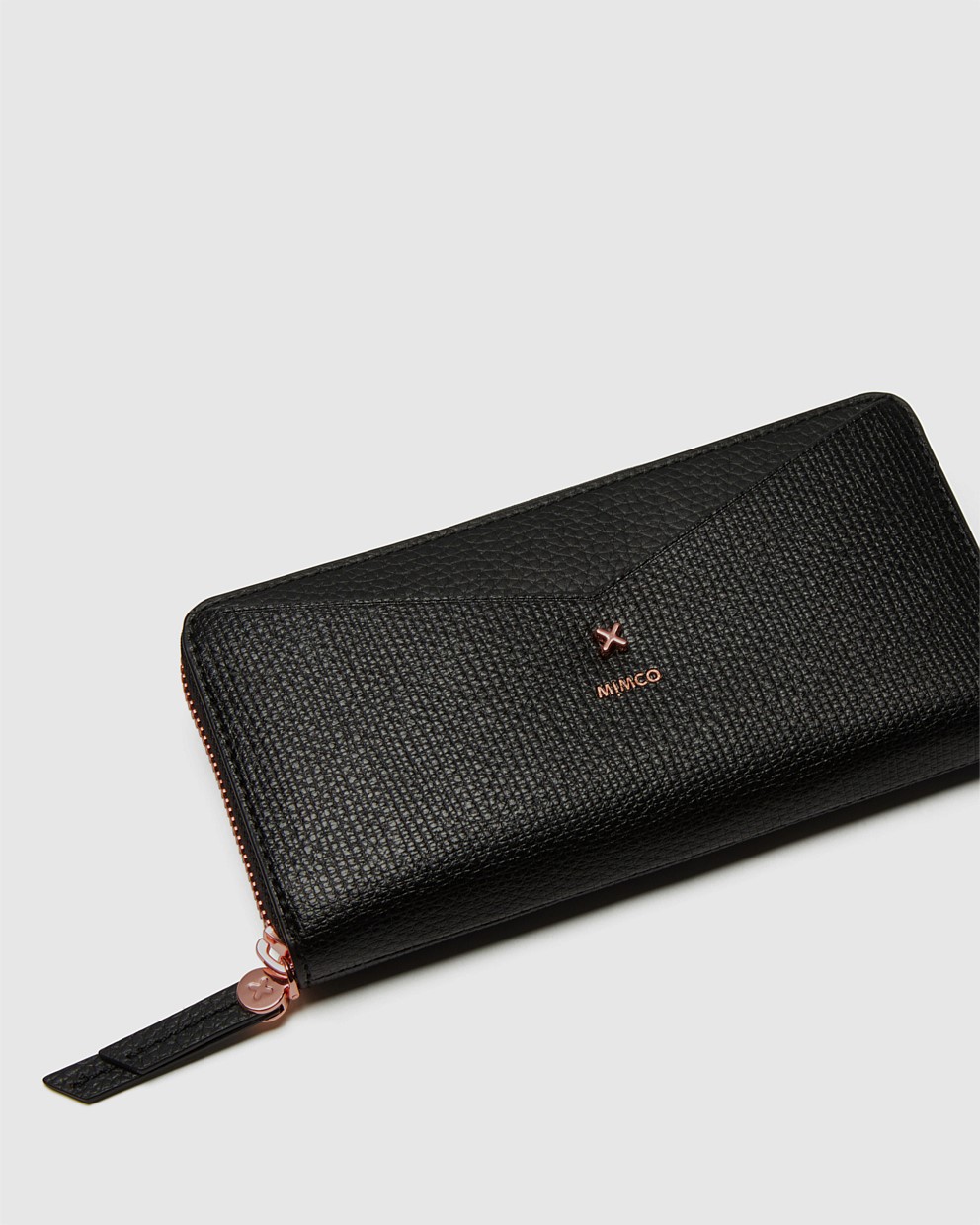 Black Rose Gold DVINE LARGE WALLET Wallets Mimco