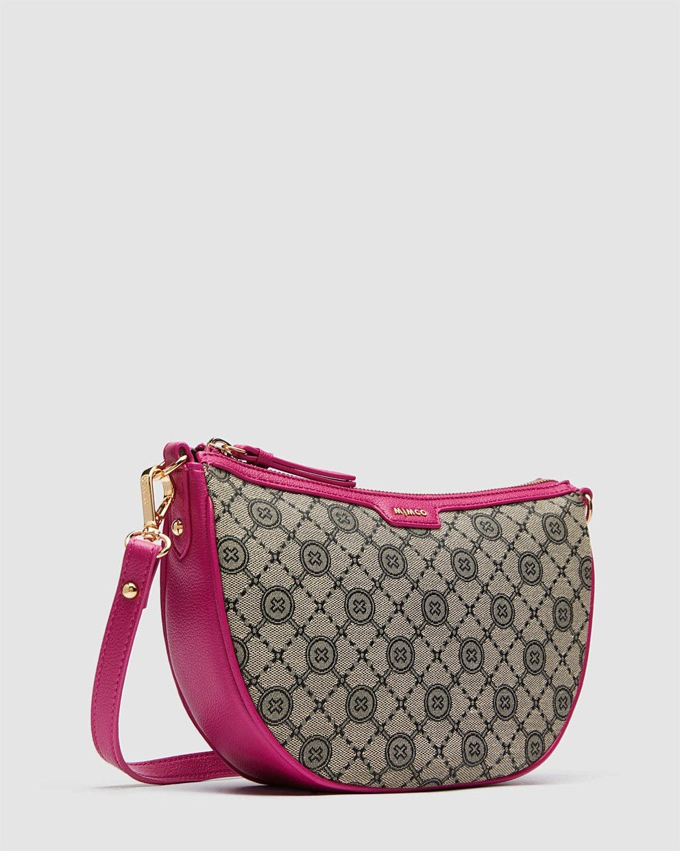 Dahlia Pink MimGram Crescent Crossbody Bag Crossbody Bags Mimco