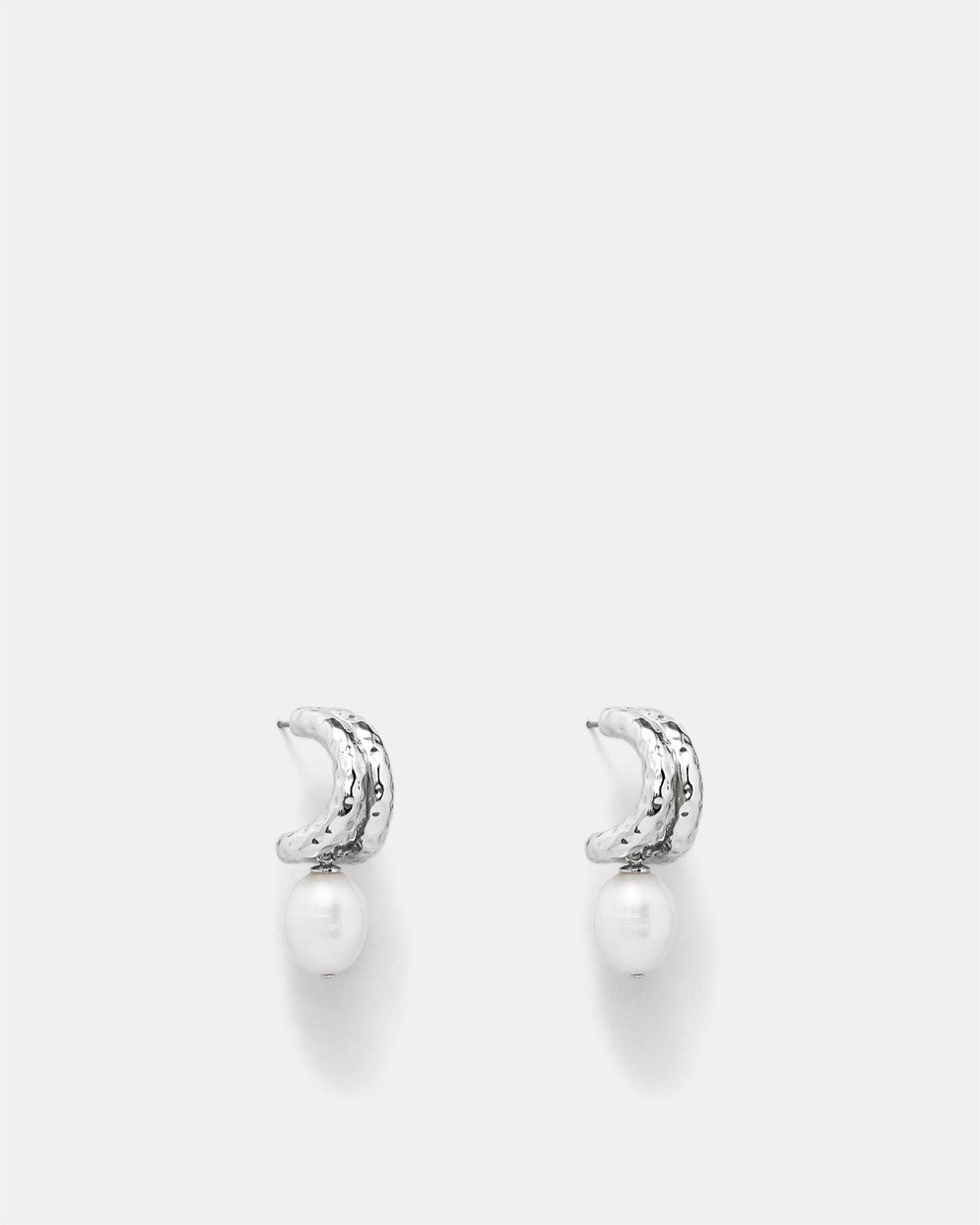 Reflective Pearl Hoop Earrings