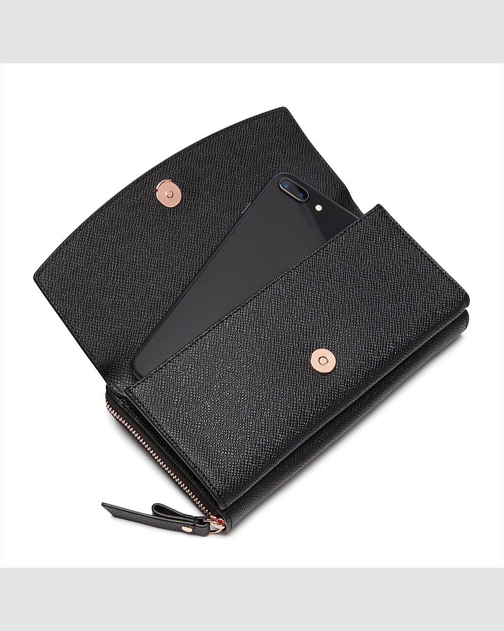 Black Rose Gold SUBLIME HIP TECH WALLET Travel Bags Mimco