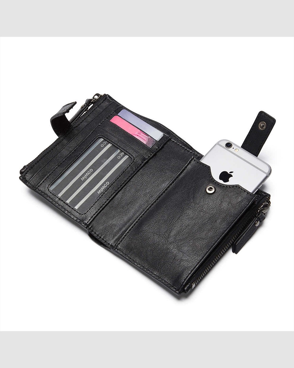 Matte Black Super Duo Small Wallet Wallets Mimco