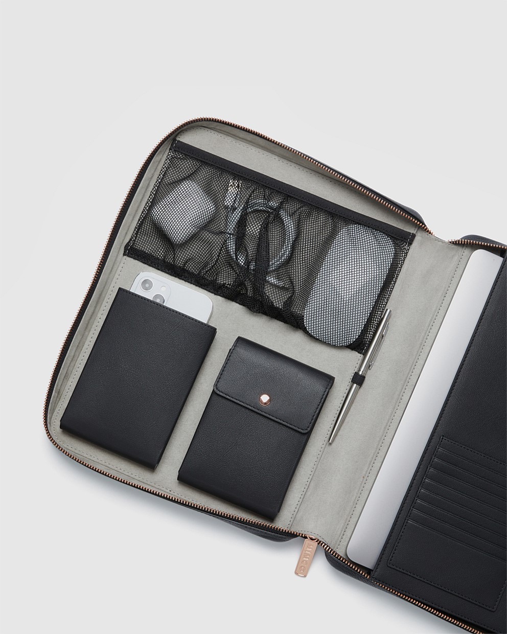 Black Rose Gold Classico 13-inch Work Case - Travel Accessories | Mimco