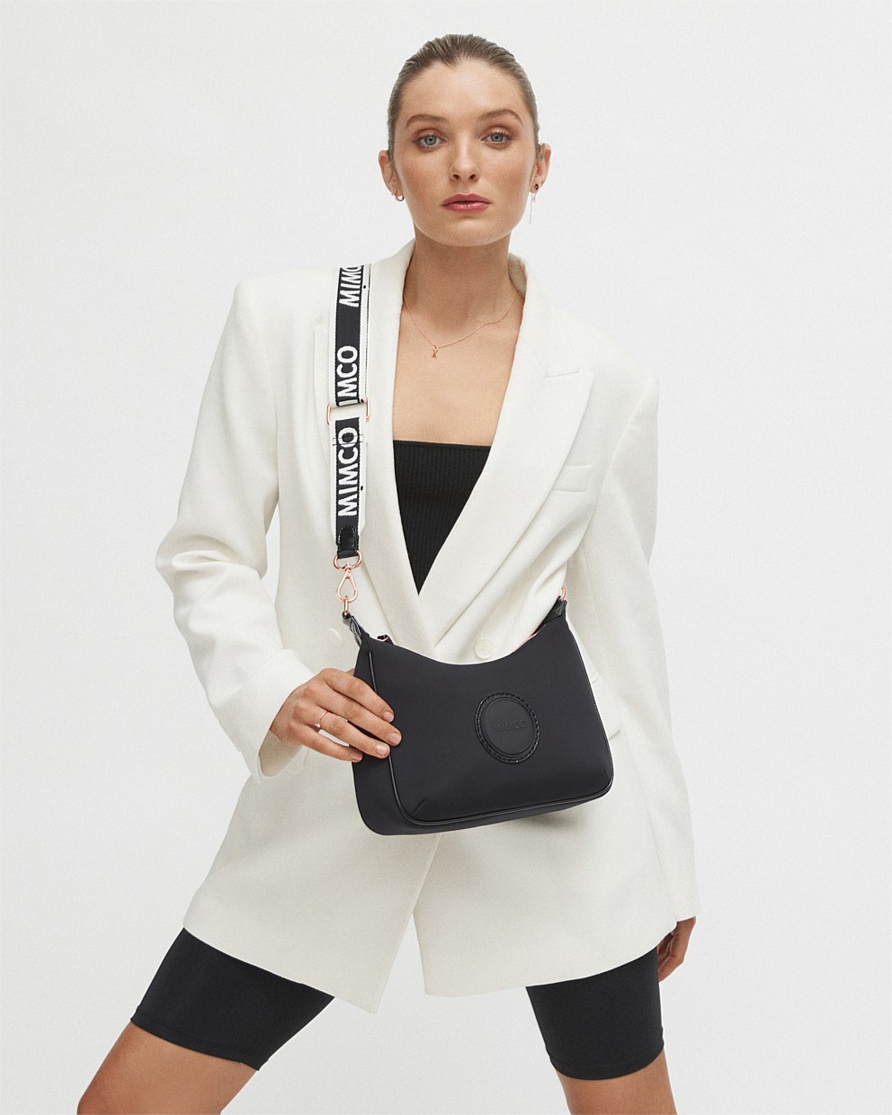 Black Rose Gold Serenity Crescent Crossbody Bag Crossbody Bags Mimco