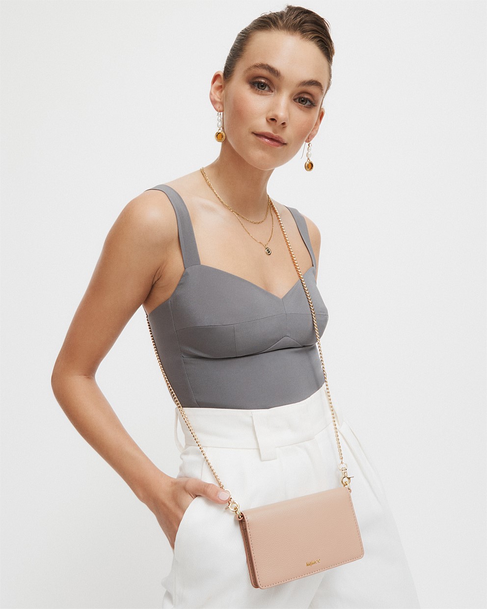 Almond Classico Medium Wallet Crossbody Bags Mimco