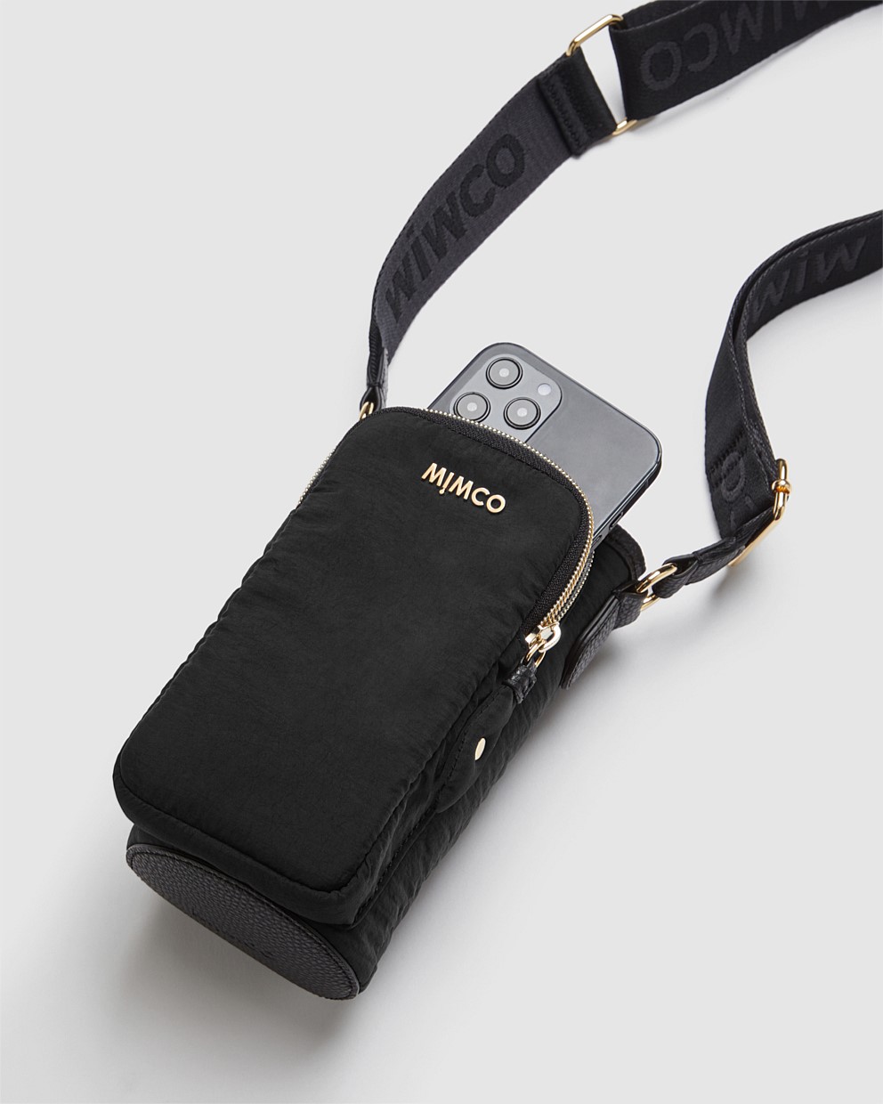 Black Light Gold Flight Drink Crossbody Bag Crossbody Bags Mimco