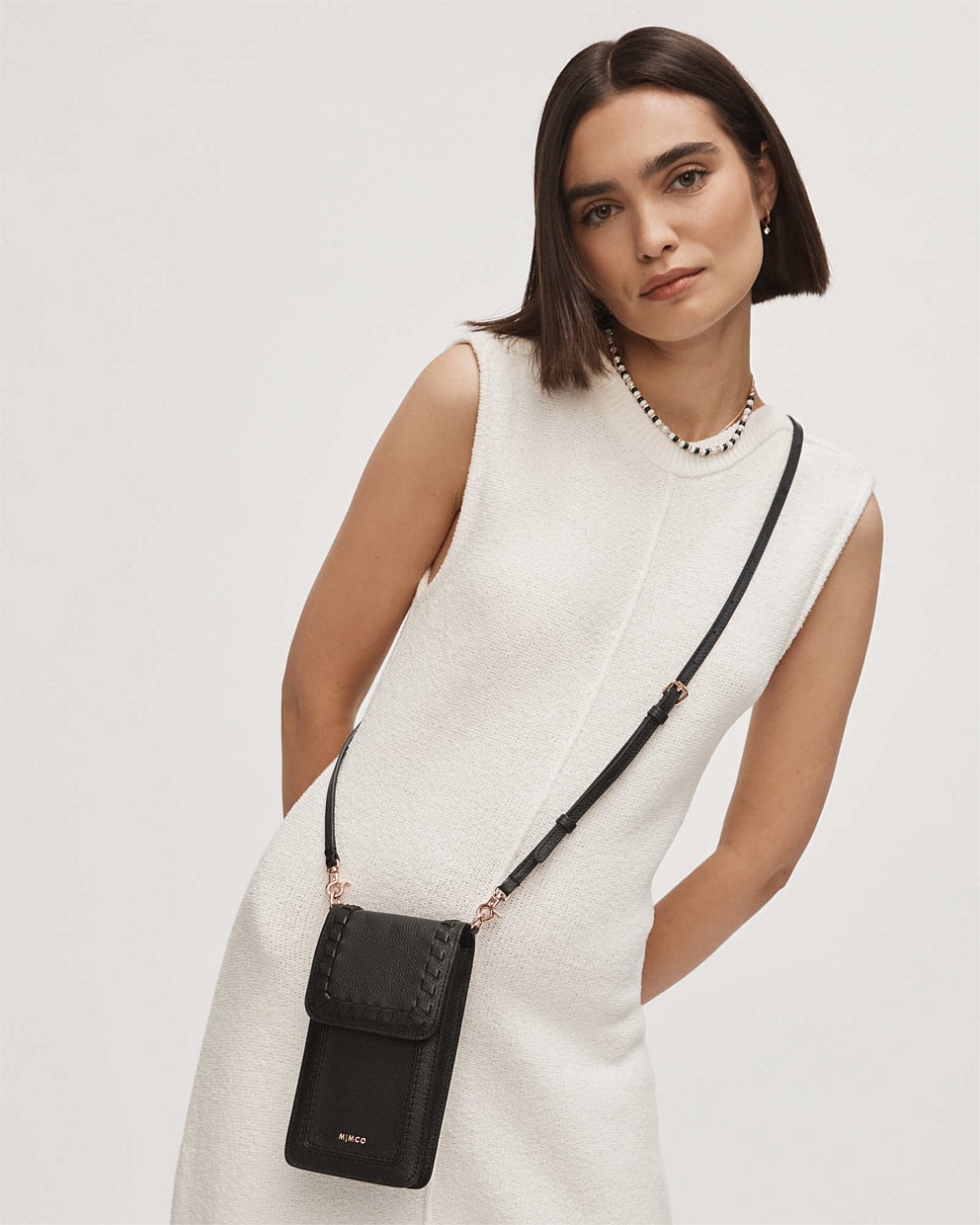 Black Rose Gold Piazza Tech Crossbody Bag Crossbody Bags Mimco