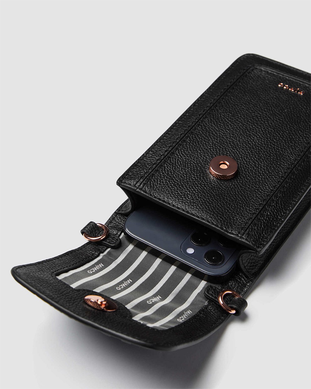 Black Rose Gold Piazza Tech Crossbody Bag Bags Mimco