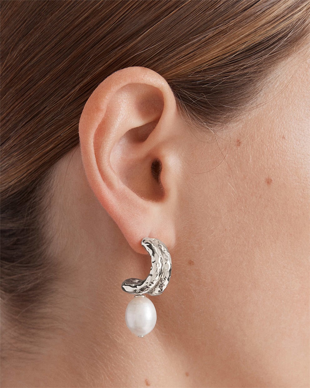 Reflective Pearl Hoop Earrings