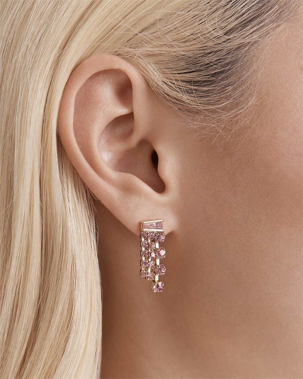 Crystalline Mini Fringe Stud Earrings