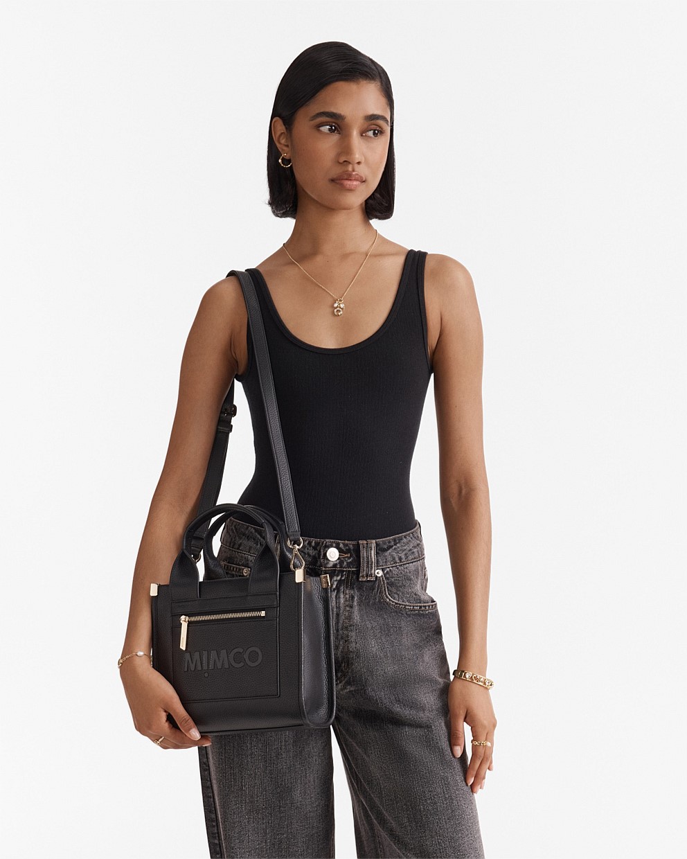 Patch Leather Mini Tote Bag