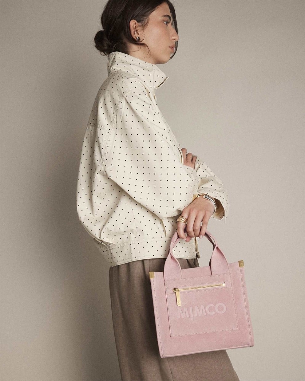 Patch Leather Mini Tote Bag