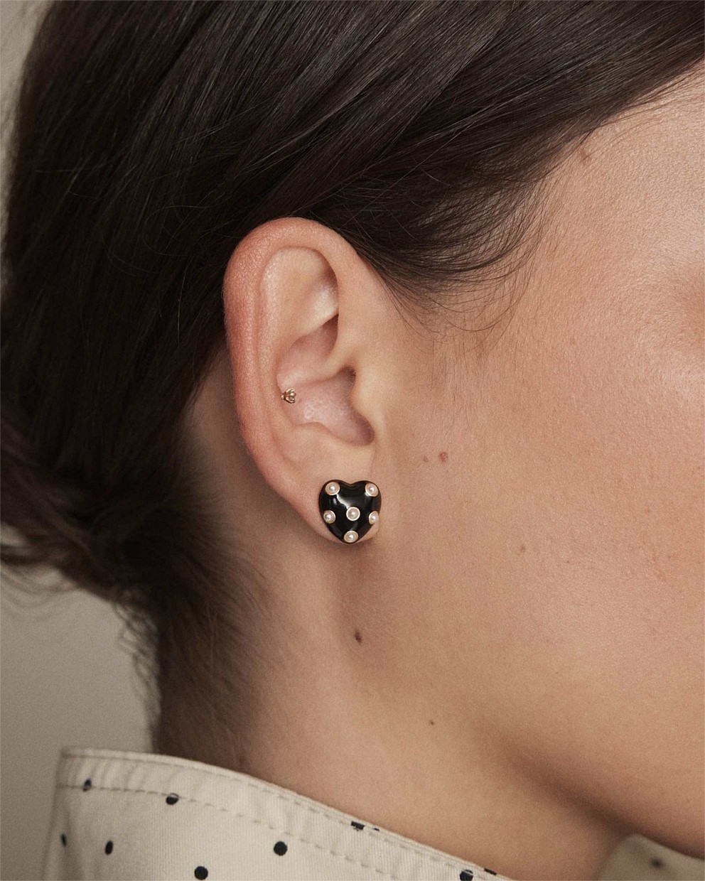 Polka Heart Stud Earrings